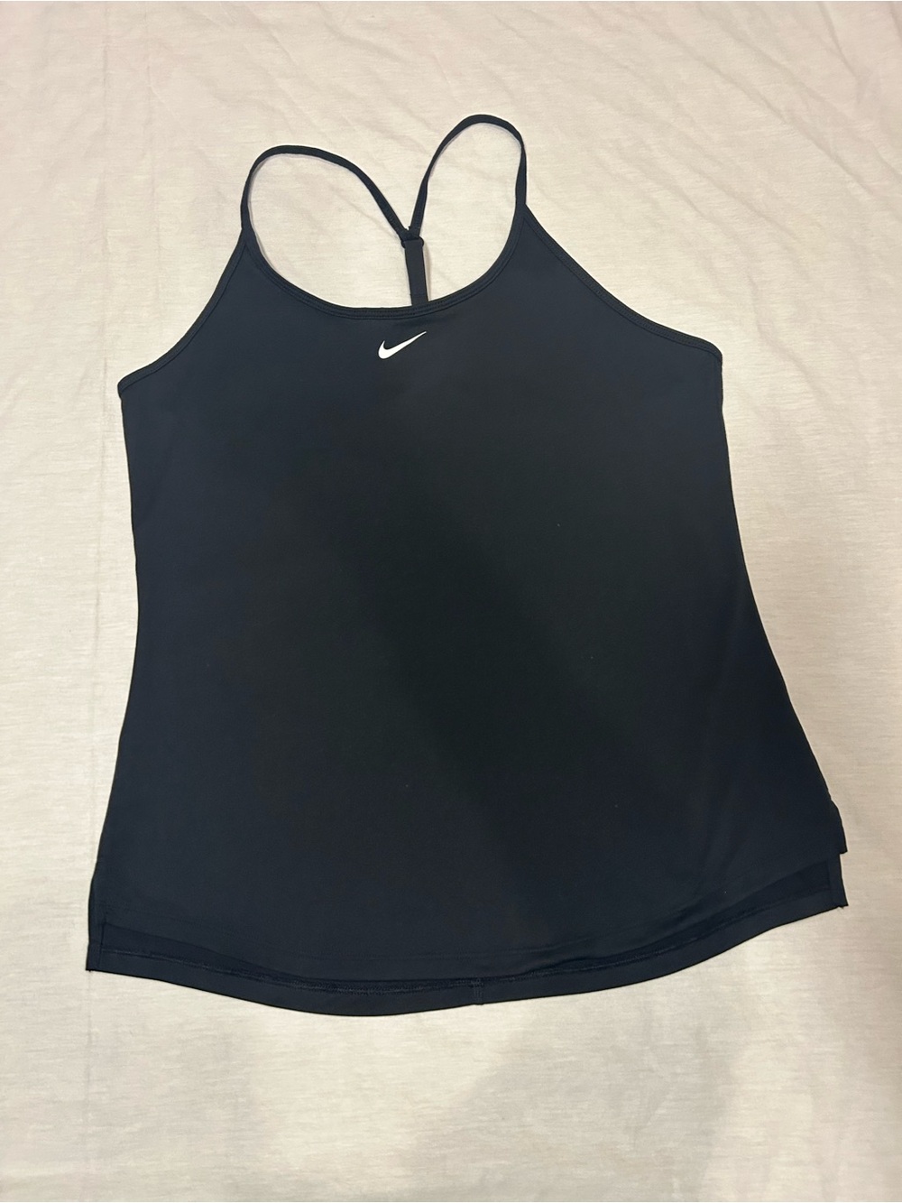 Nike Black Racerback Athletic Tank with White Swoosh SZ M